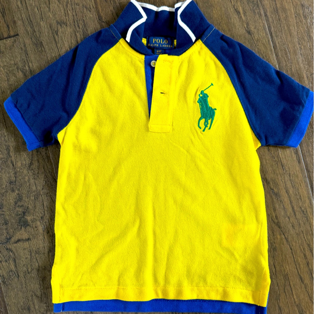 Polo by Ralph Lauren Yellow and Blue Color-Block Polo